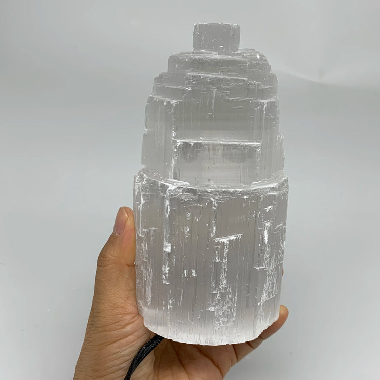 Selenite Crystal Lamp Satin Spar Tower by Home for Health and Beauty