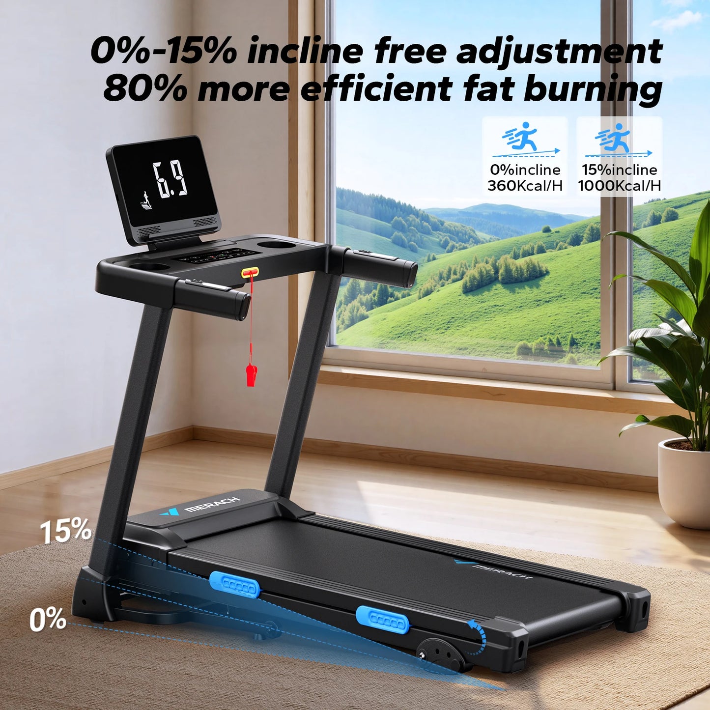Foldable Treadmill T12 Incline With Double Deck Technology