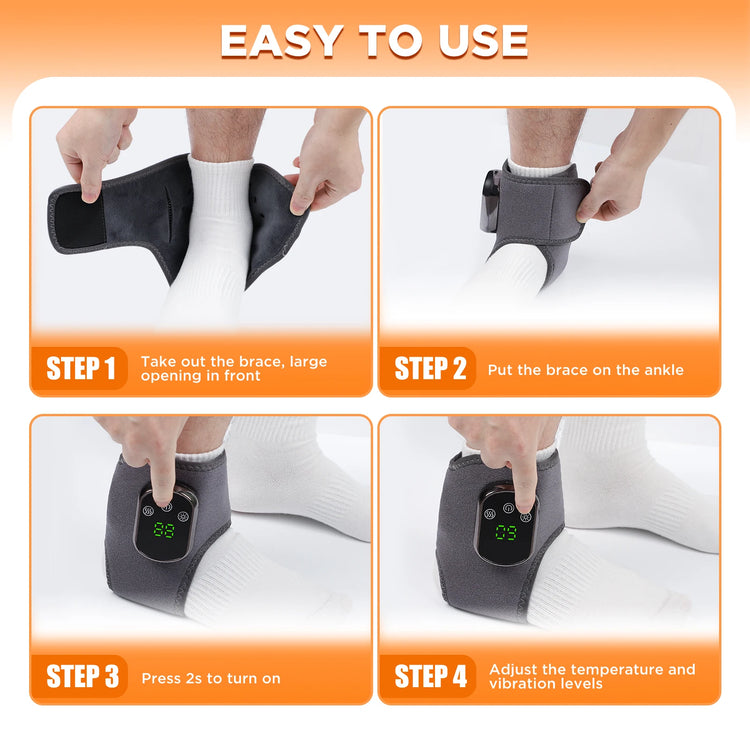 Electric Ankle Massager Vibration Therapy Relieves Tenosynovitis Pain Wrap Foot Ankle Joint Protection Relax Wrist Brace by Home for Health and Beauty