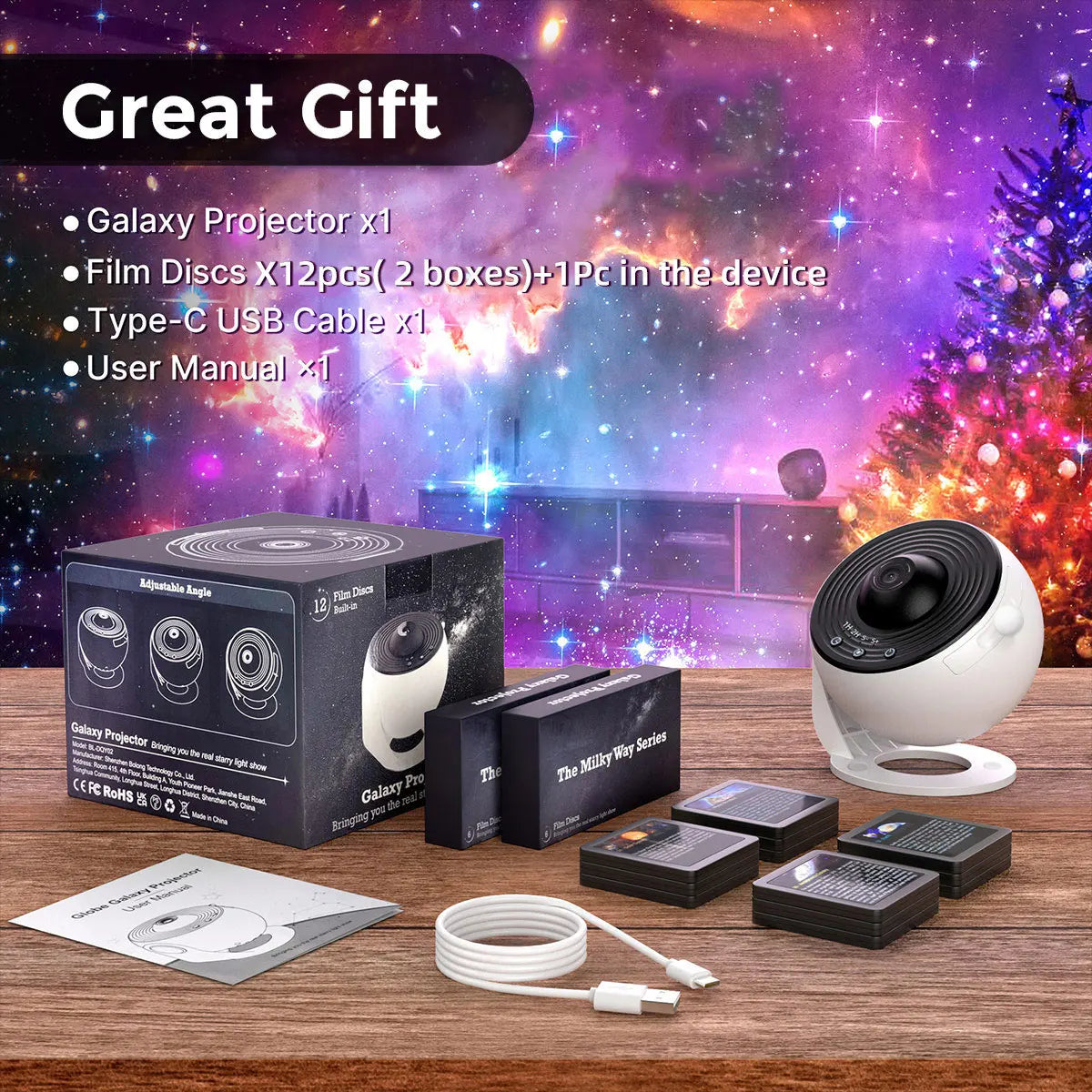 Mexllex Galaxy Ultral Star Projector 13 In 1 LED Night Light