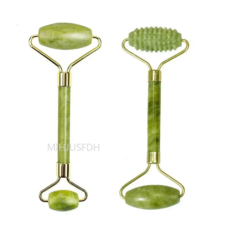 Natural Jade Roller Massager For Face, Body, Back Gua Sha by Home for Health and Beauty