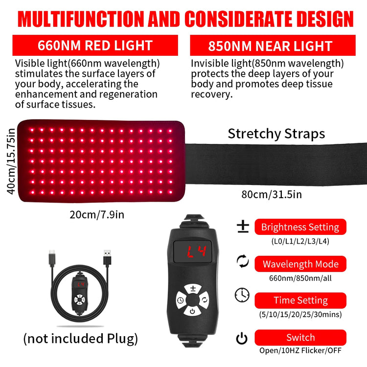 Red Light Therapy Pad For Pain Relief Near Infrared Wrap by Home for Health and Beauty