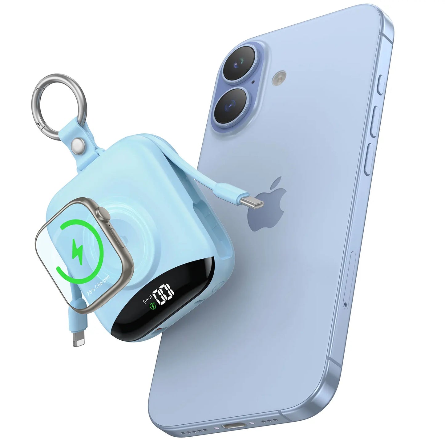 Apple Watch Power Bank With Wireless Charger Built In Lightning Cable Keychain