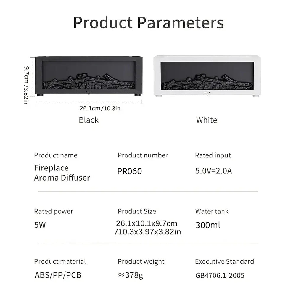 Aroma Diffuser With LED Flame Effect And Timer