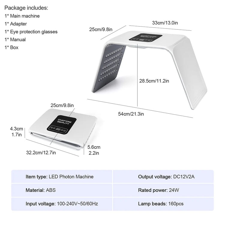 7 Colors LED Photon Machine Foldable Skin Care Equipment Skin Rejuvenation Light Facial Body Beauty Machines For Skin Care by Home for Health and Beauty