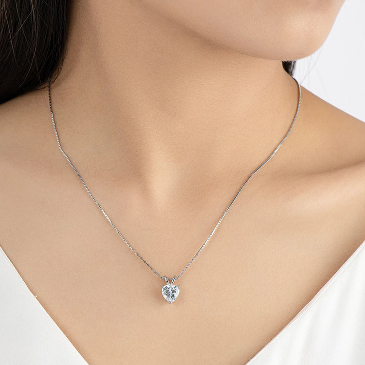 925 Sterling Silver Cross Chain Heart Shaped Moissanite Pendant Necklace for Women Engagement Jewelry US Shipping by Home for Health and Beauty