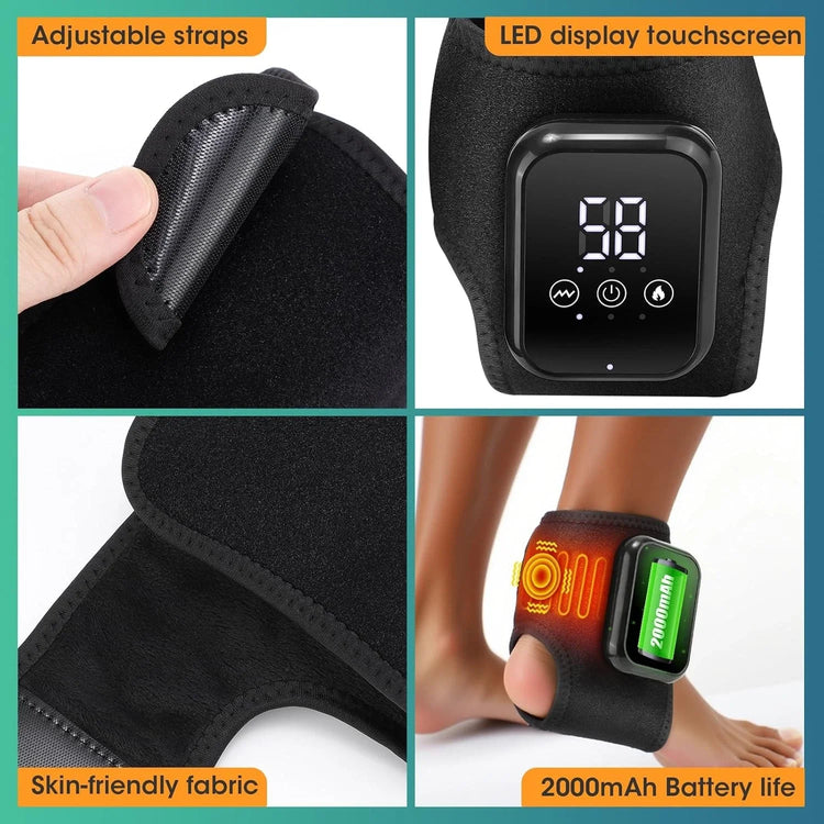 2PCS Electric Foot Ankle Massager 3 Modes Adjustable Vibration Hot Compress Pain Relief Home Ankle Wrist Massage Machine by Home for Health and Beauty