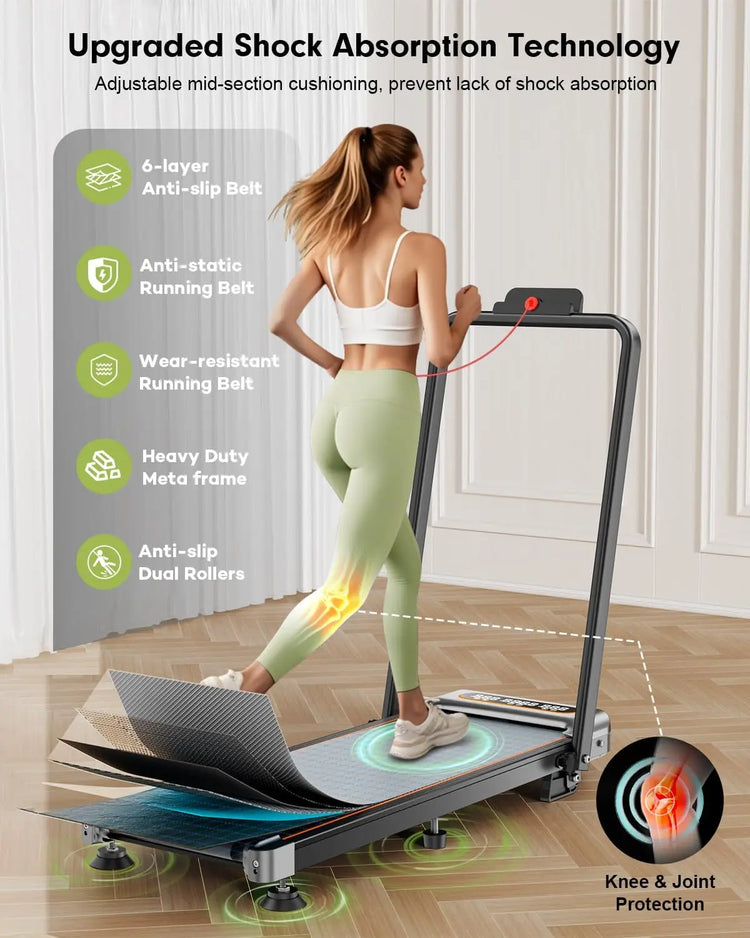Foldable Treadmill with 12% Incline,3.5HP Low Noise Walking Pad Treadmill with Handle Bar,350 Lbs Capacity, APP Remote Control by Home for Health and Beauty