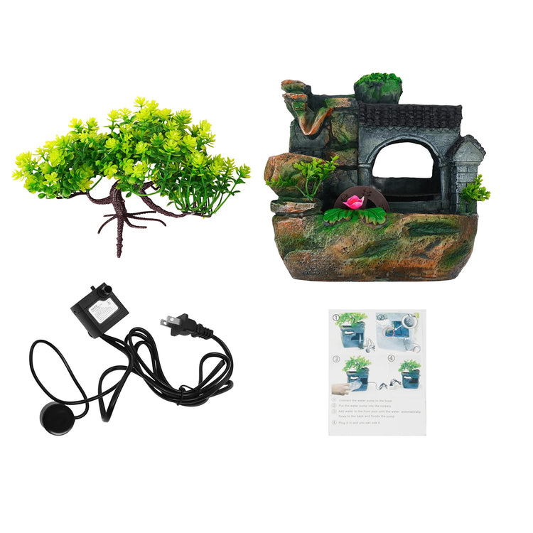 Tabletop Water Fountain with LED Light, Desktop Ornaments Resin Rockery Ornament for Office Living Room Desk Decor by Home for Health and Beauty