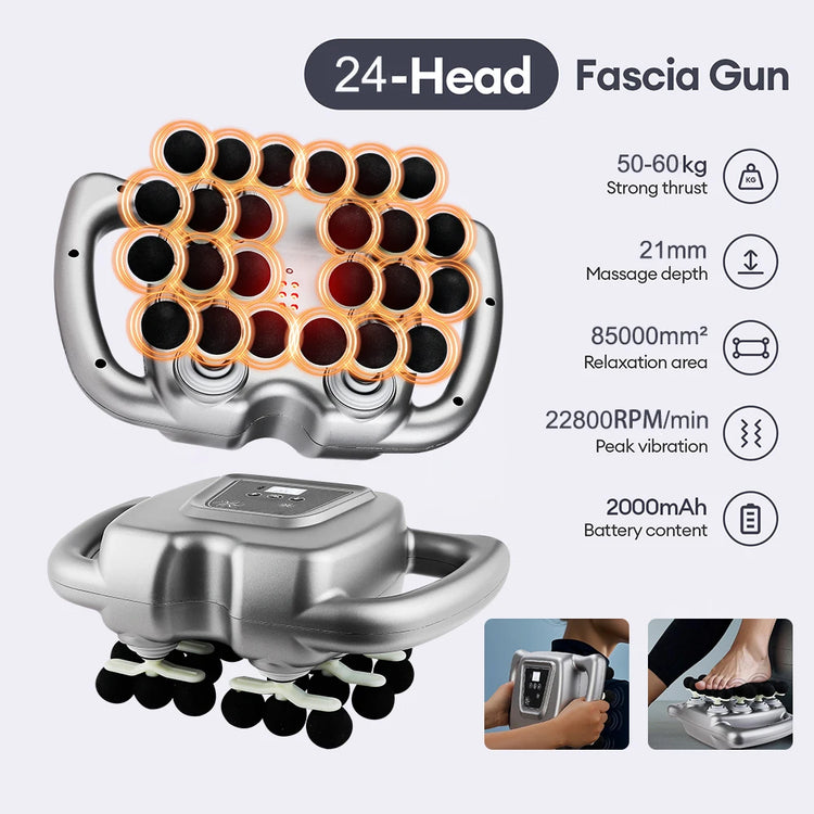 24 Head Fascia Gun 9 Modes High Frequency Massage by Home for Health and Beauty