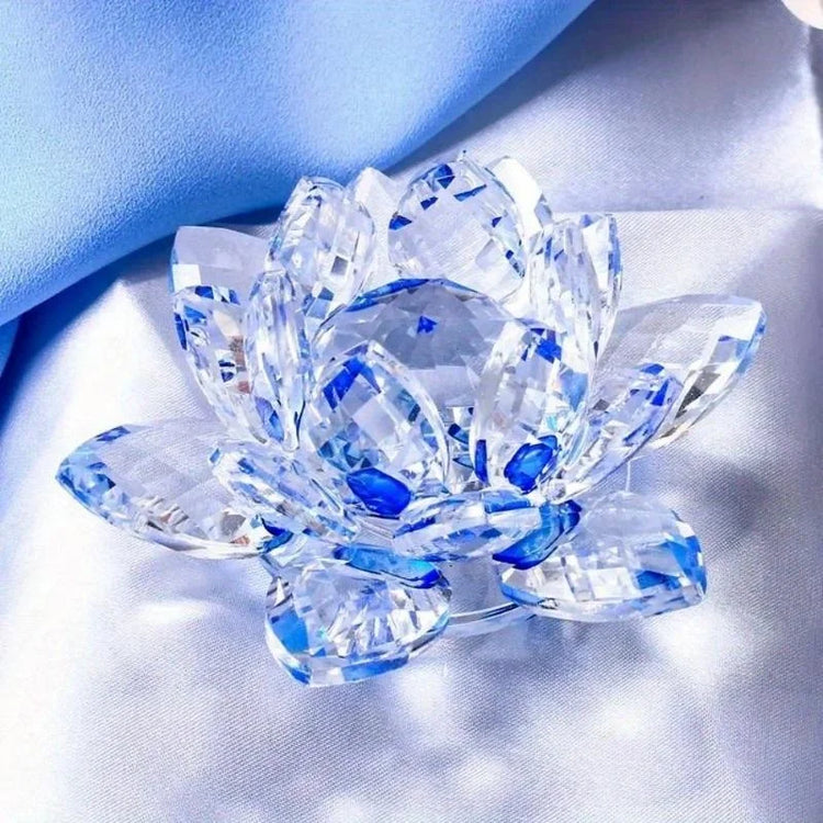 Crystal Lotus Flower Figurine Home Wedding Decoration Glass Craft Collection Paperweight Table Ornaments Souvenir Gifts by Home for Health and Beauty