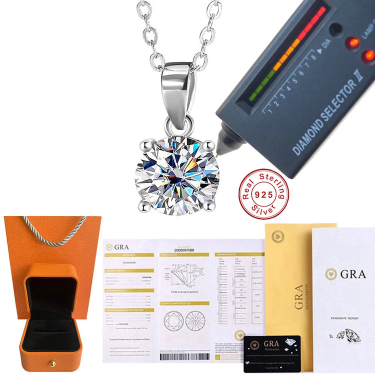 S925 Sterling Silver Moissanite Pendant for Women Collarbone Chain 1-3 Carats Four Claw Simple Necklace Wholesale by Home for Health and Beauty