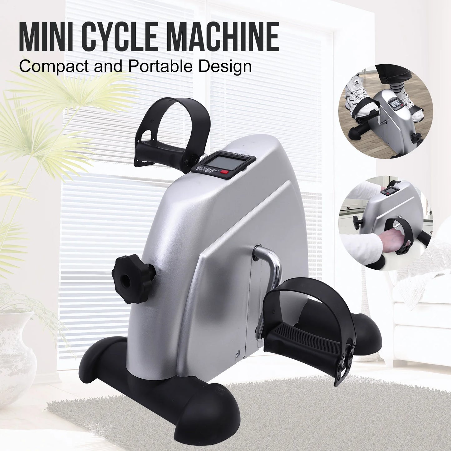 Mini Pedal Exercise Bike Under Desk LCD Display Trainer