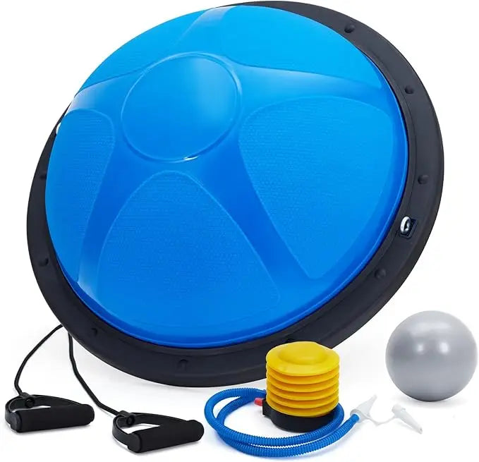 Half Exercise Ball,60Cm Balance Ball Trainer with Non-Slip Base,2 Bands,Pump & Extra Balls For Yoga Workouts Pilates Fitness by Home for Health and Beauty