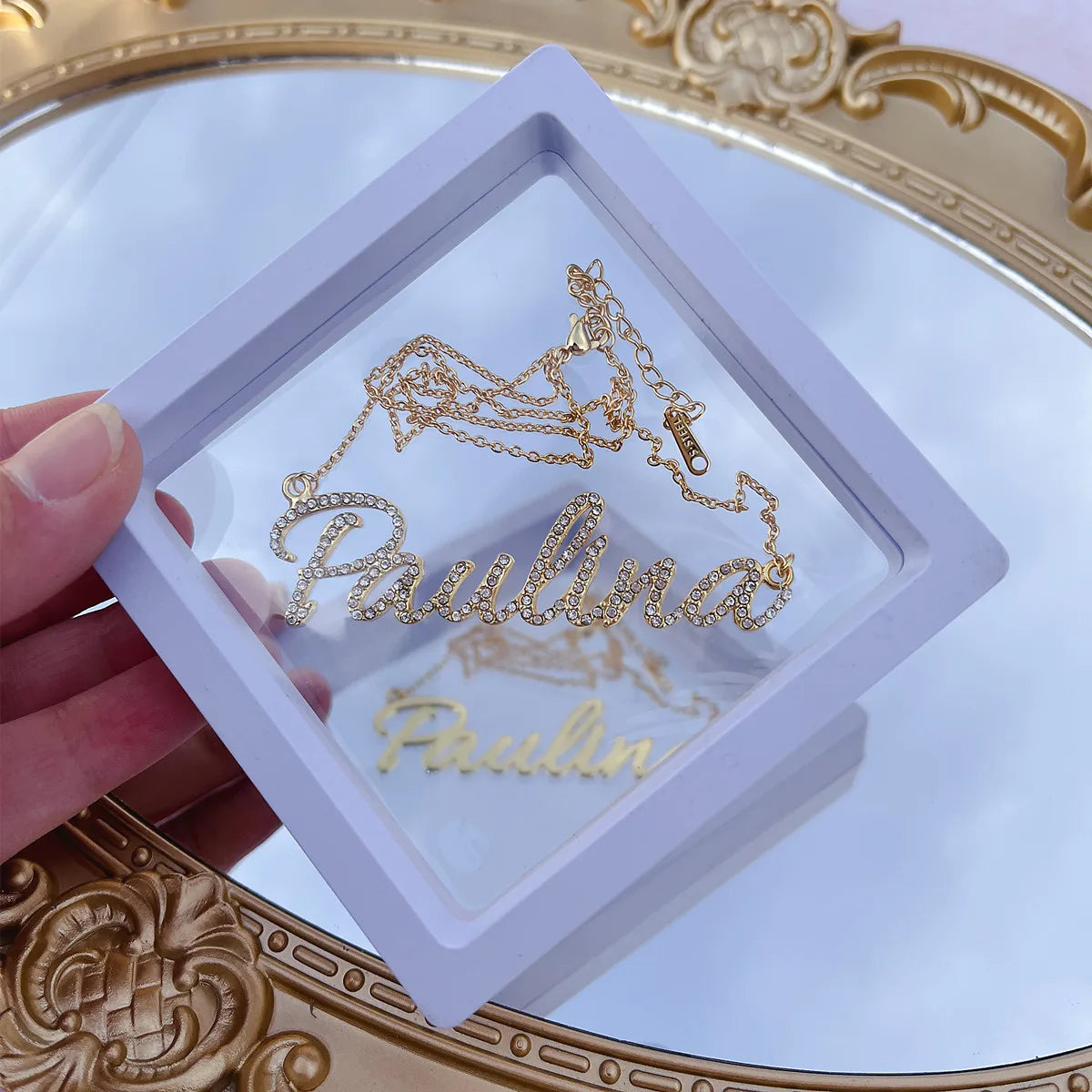 Custom Name Necklace Pave Zircon Script Nameplate Pendant