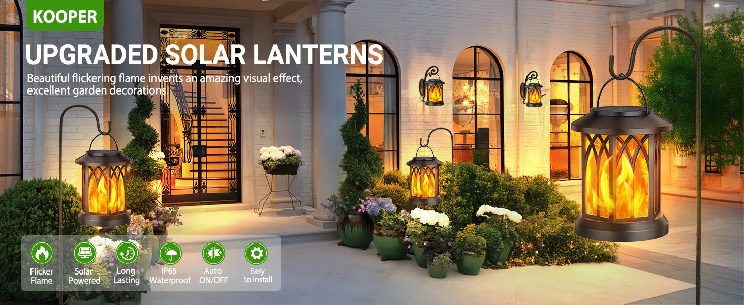 4 Pack Solar Lantern Outdoor Lights, Upgraded Flickering Flame Solar Lanterns Lights Outdoor Waterproof, Hanging Lantern Decorat by Home for Health and Beauty