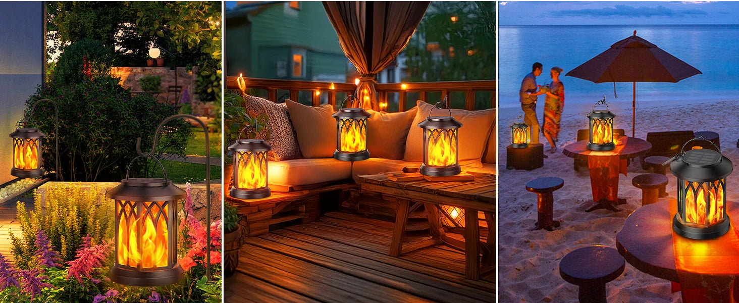 4 Pack Solar Lantern Outdoor Lights, Upgraded Flickering Flame Solar Lanterns Lights Outdoor Waterproof, Hanging Lantern Decorat by Home for Health and Beauty