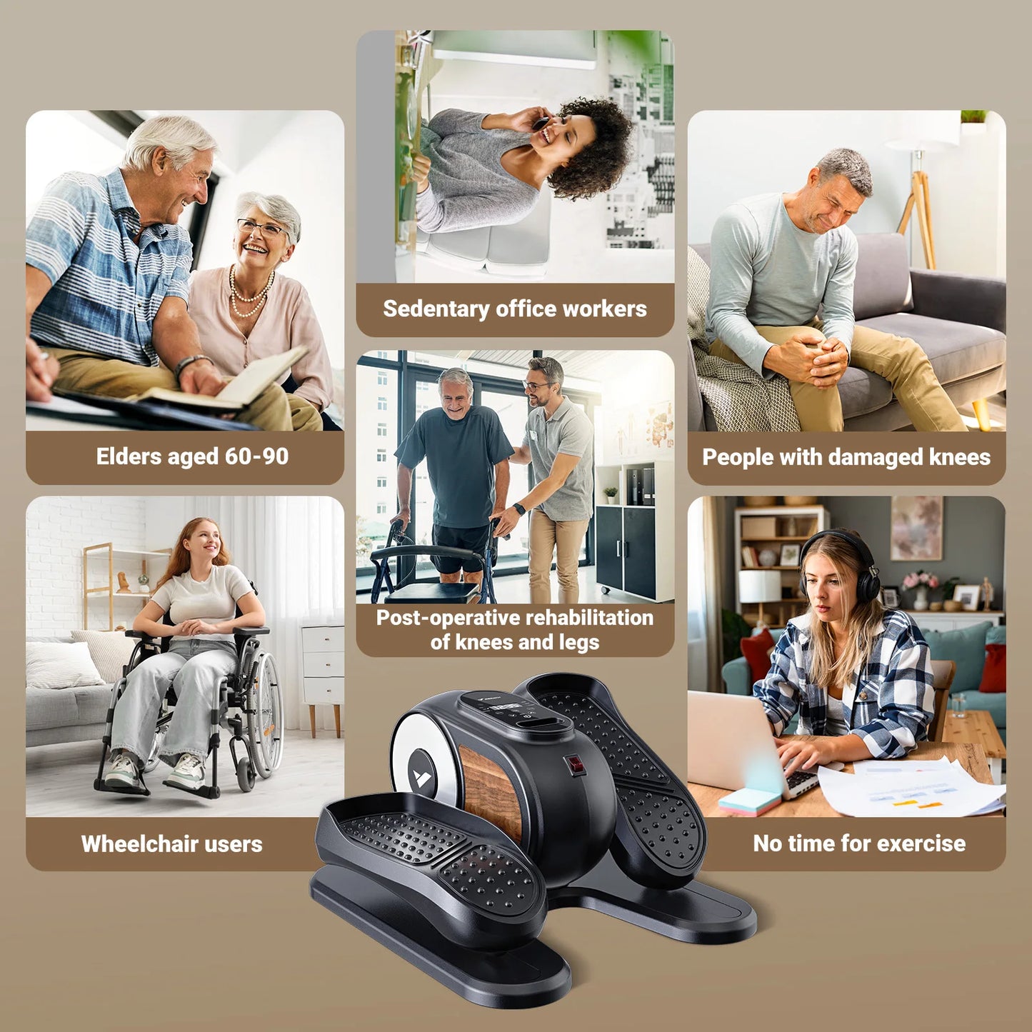 Under Desk Elliptical Leg Exerciser Remote Control