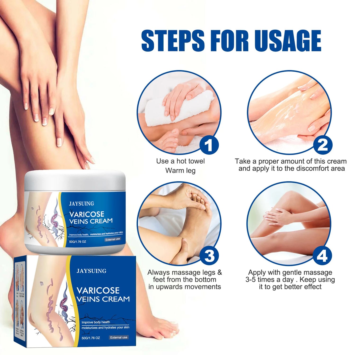 Veins Treatment Creams Soothing Painness Eliminate Vasculitis Phlebitis Remove Spider Leg Angiitis Improvement Ointment by Home for Health and Beauty