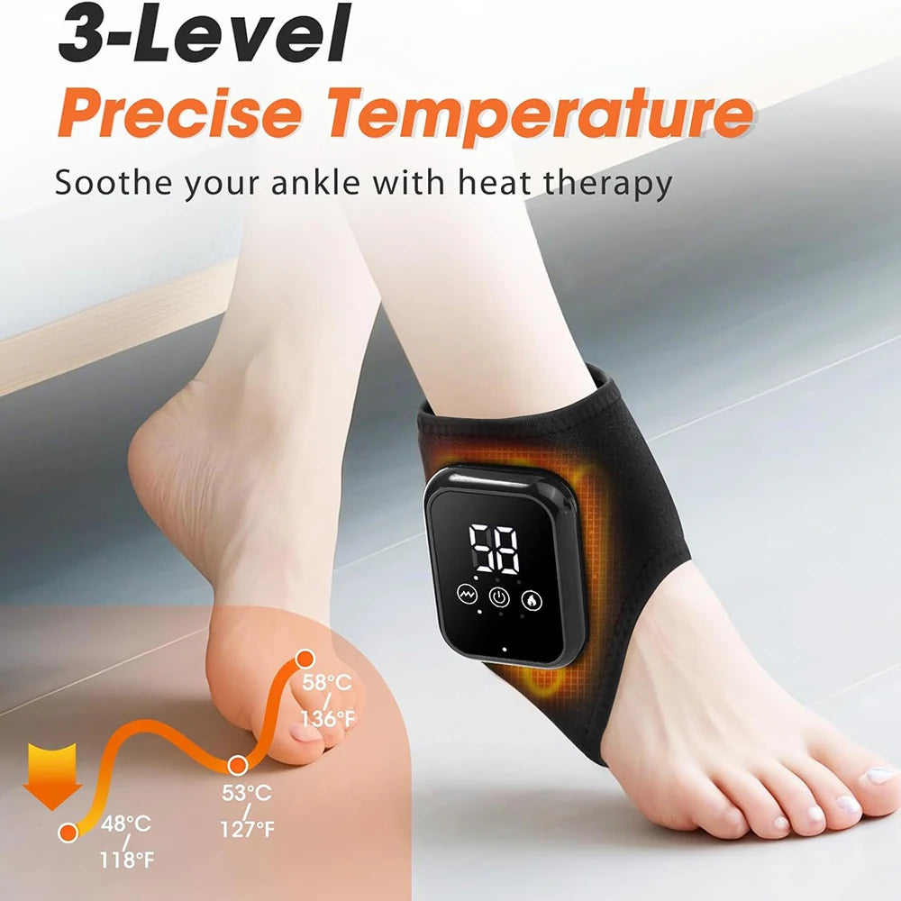 Heated Ankle Brace 2pcs 3 Heating Levels with Vibration, USB Rechargeable Foot Heating Pad for Foot Massager, 3 Vibration Modes by Home for Health and Beauty