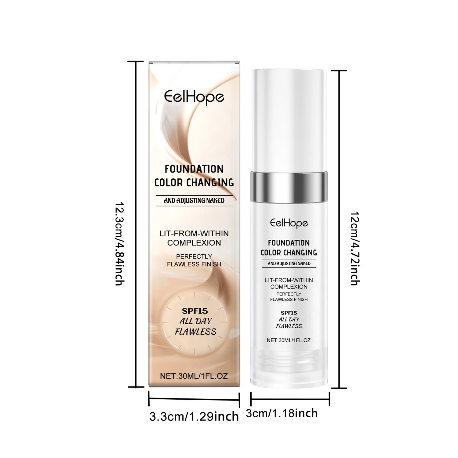 EELHOPE Color Changing Foundation Natural Moisturizing Refreshing Lasting Makeup Improve Skin Tone Perfect Coverage Foundation by Home for Health and Beauty