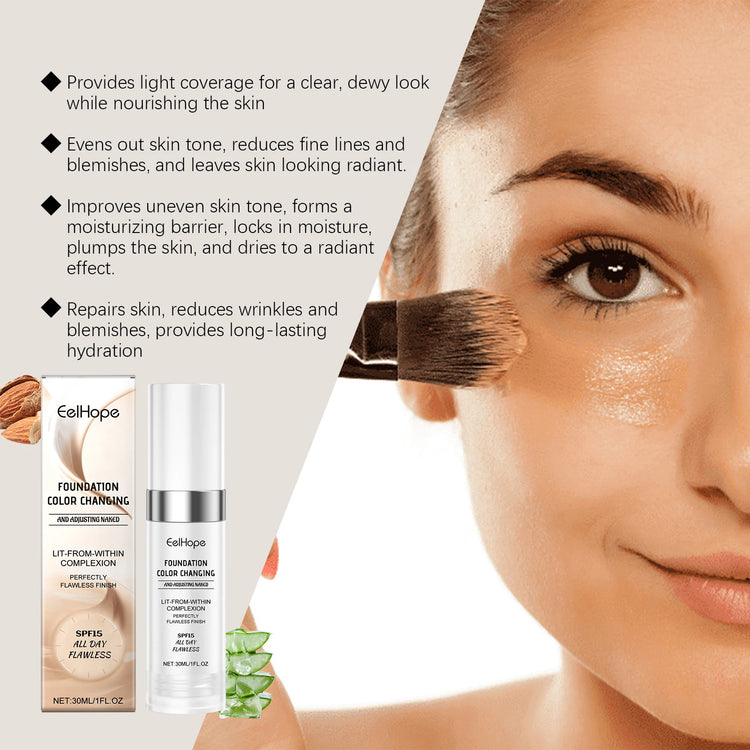 EELHOPE Color Changing Foundation Natural Moisturizing Refreshing Lasting Makeup Improve Skin Tone Perfect Coverage Foundation by Home for Health and Beauty