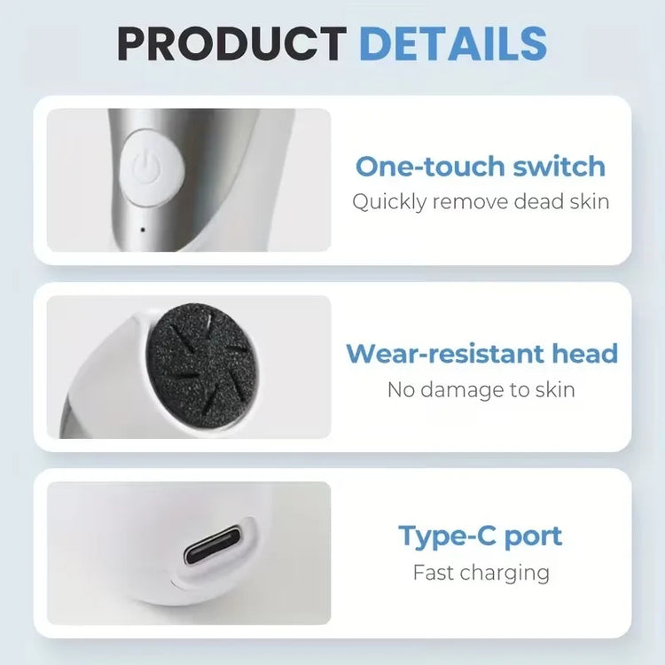 Electric Foot Callus Remover Rechargeable Pedicure Kit 2 Speed Exfoliating Tool for Smooth Heels by Home for Health and Beauty