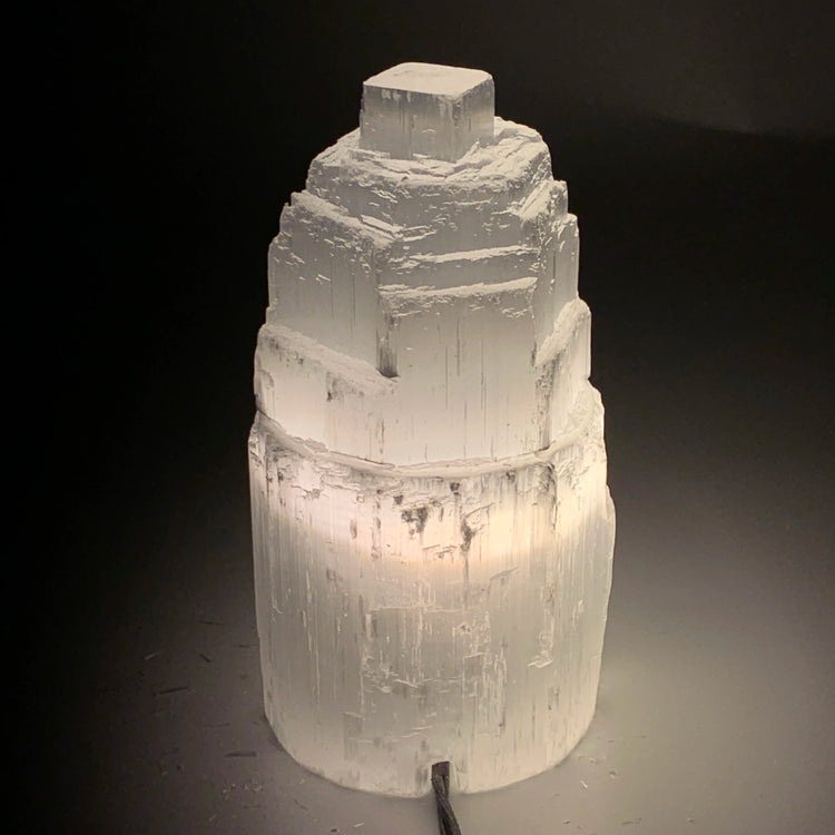 Selenite Crystal Lamp Satin Spar Tower by Home for Health and Beauty