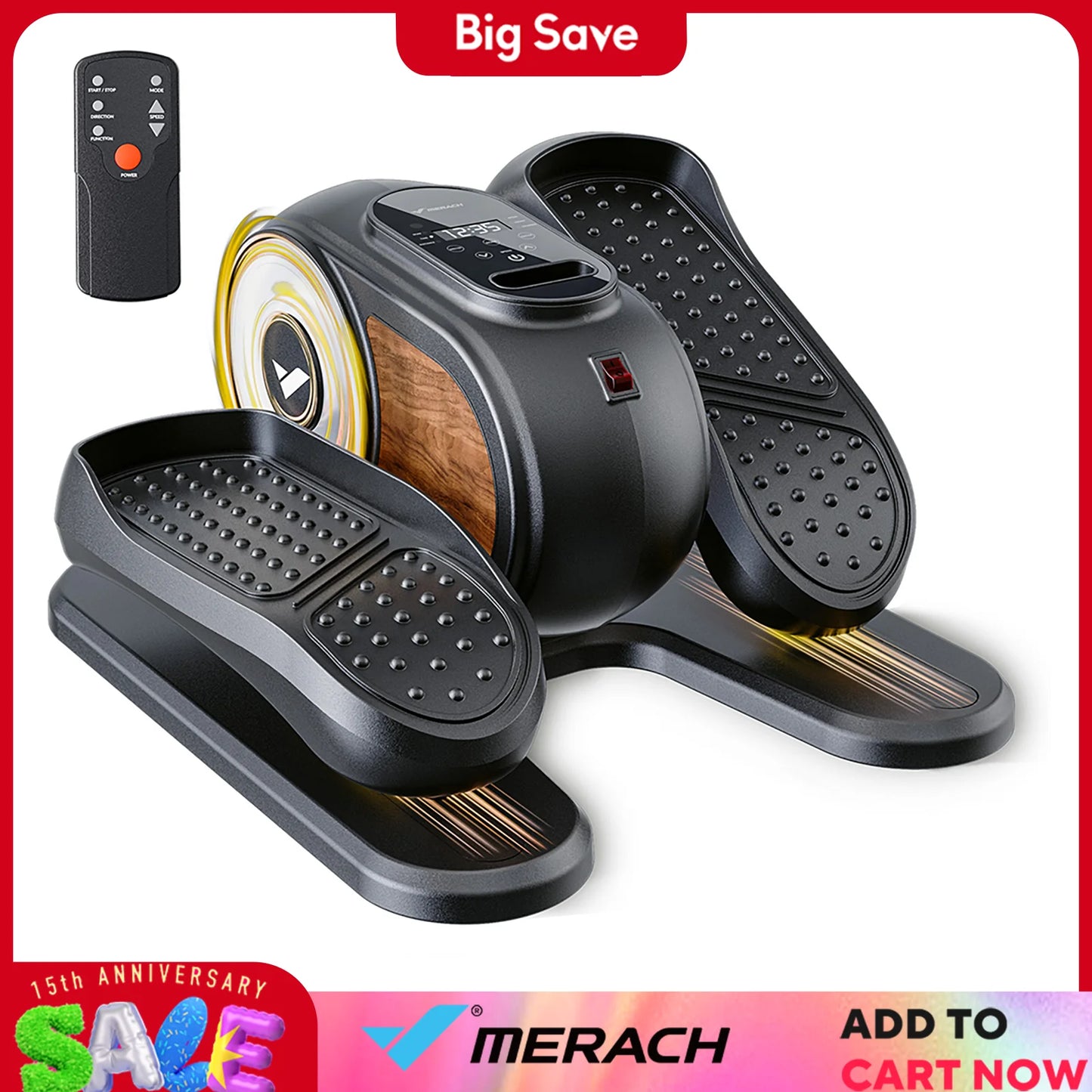 Under Desk Elliptical Leg Exerciser Remote Control