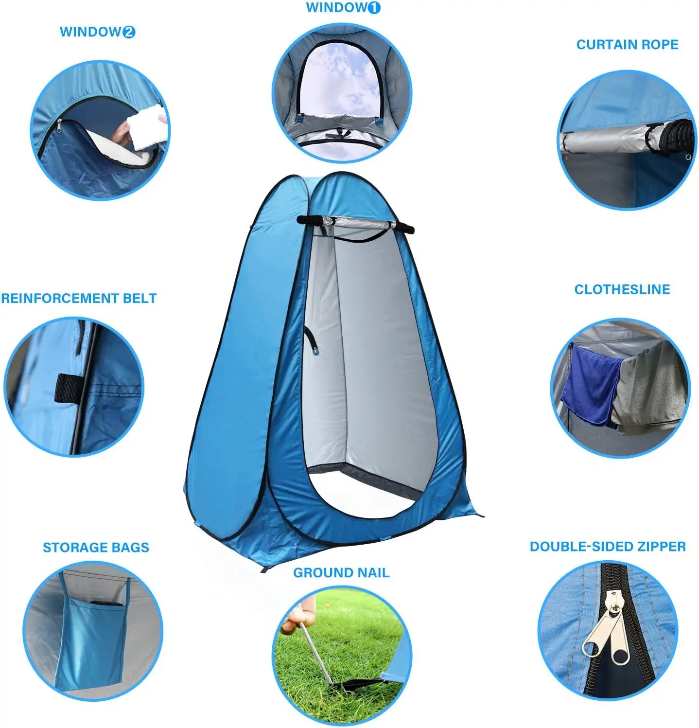 Blue Pop Up Privacy Shower Tent by Home for Health and Beauty
