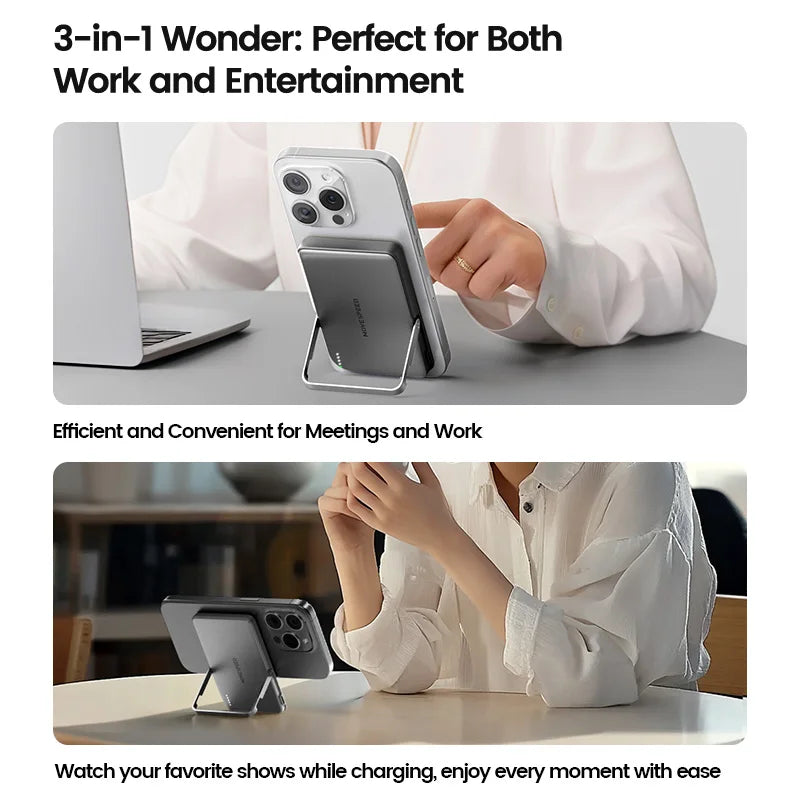 Pro Magnetic Power Bank MagSafe for iPhone 16 15/14/13/12 and Stand