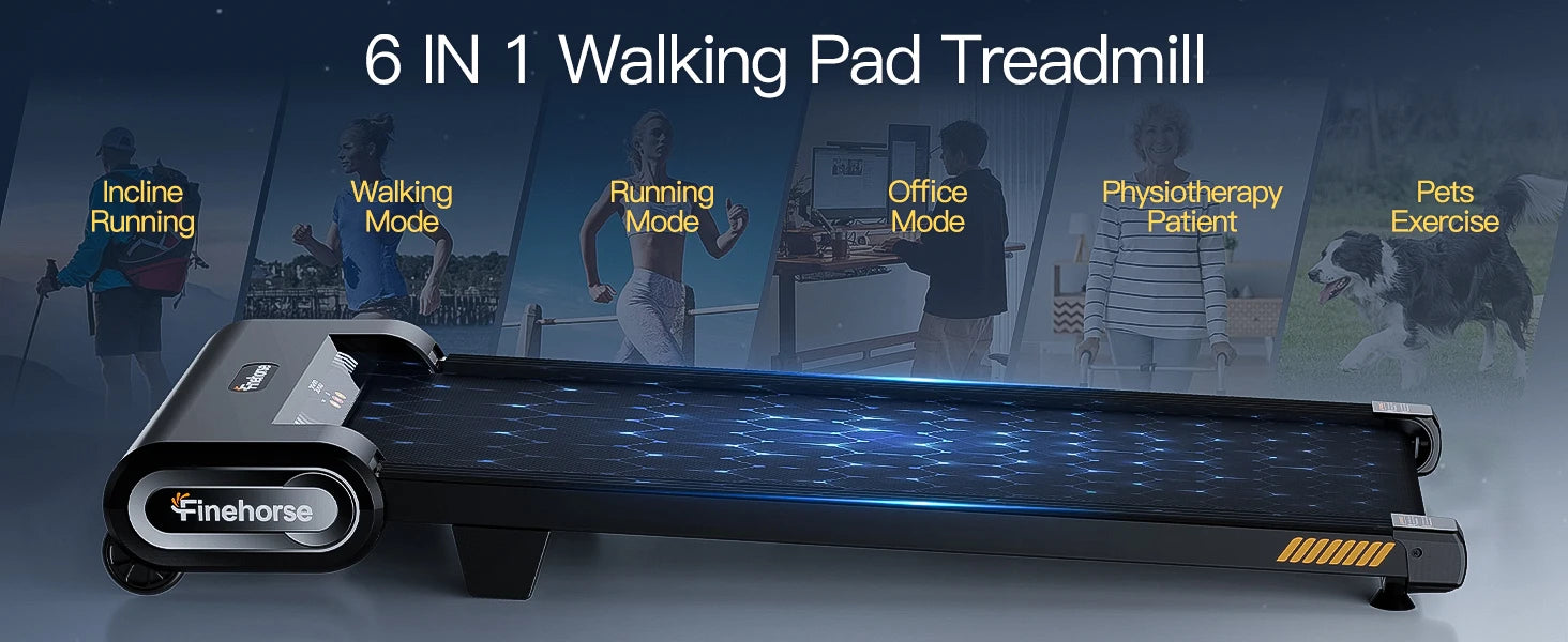 Akluer 13% 6-Level Walking Pad with Auto Incline - Treadmill with Auto Incline and Remote Control, 330Lbs Capacity Portable Under Desk Treadmill for Home Office, LED Display by Home for Health and Beauty