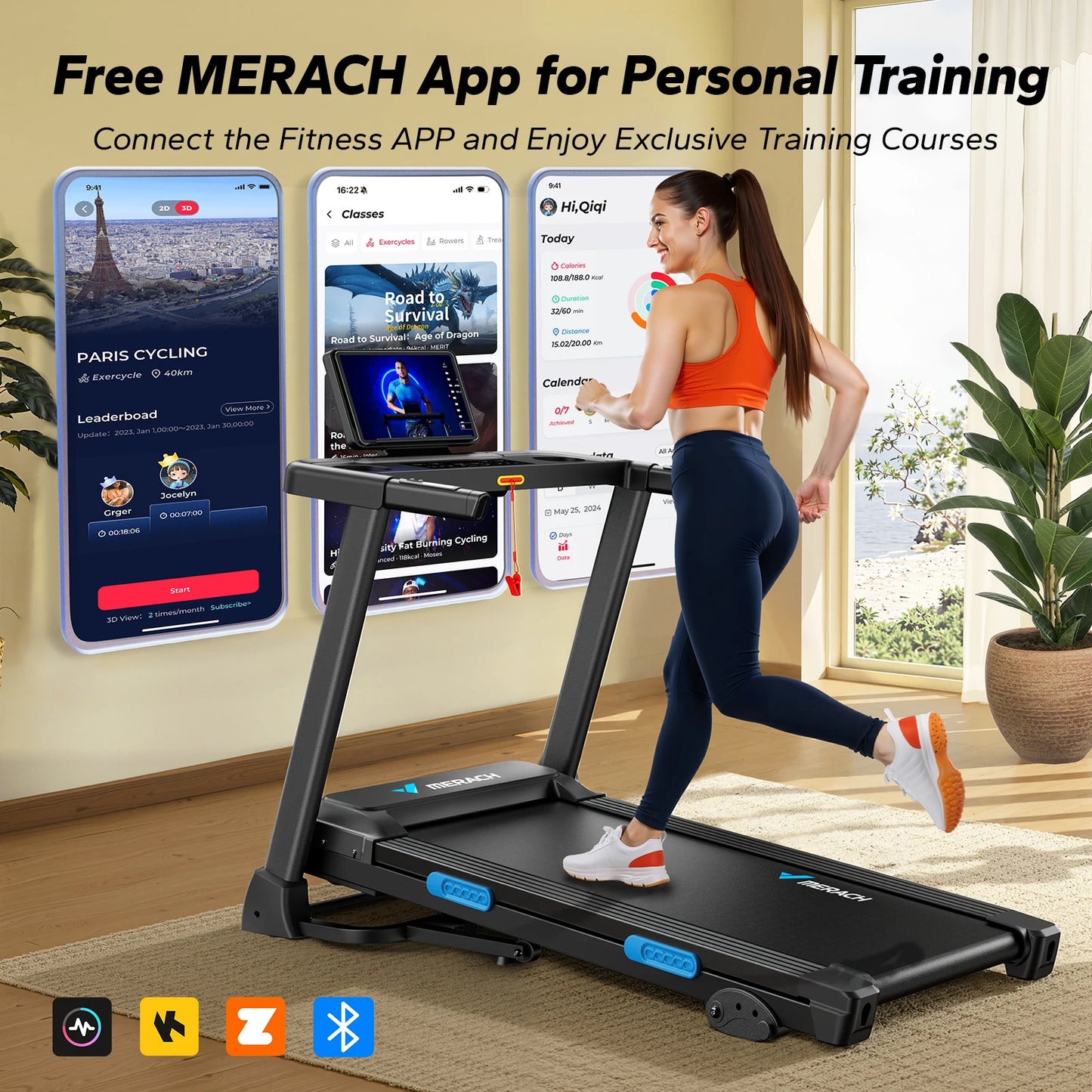 Foldable Treadmill T12 Incline With Double Deck Technology