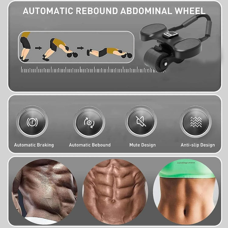 2-Wheels Ab Roller with LCD – Home Gym Equipment, Elbow Support, Non-Slip Handles, Tracks Time & Calories Burned. by Home for Health and Beauty