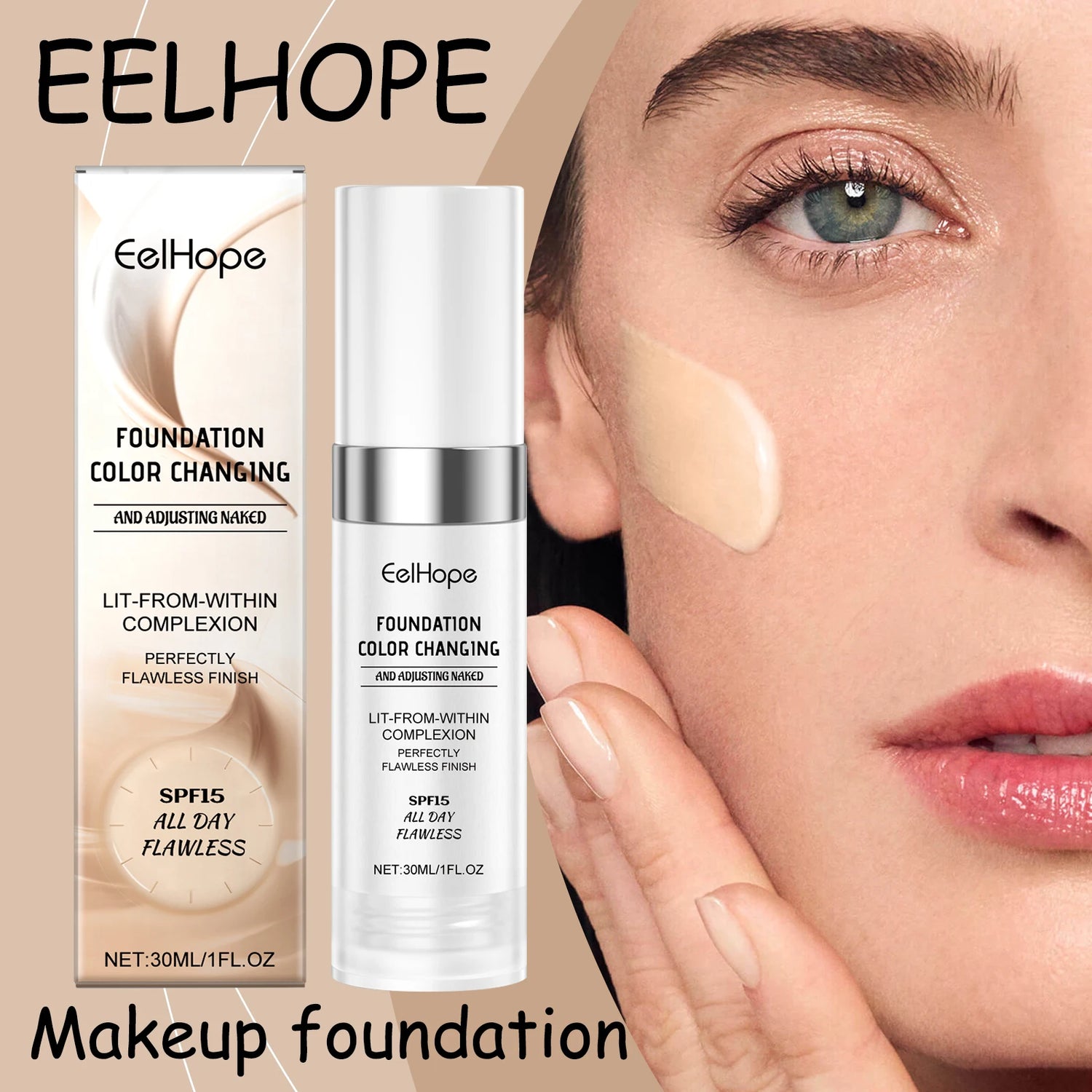 EELHOPE Color Changing Foundation Natural Moisturizing Refreshing Lasting Makeup Improve Skin Tone Perfect Coverage Foundation by Home for Health and Beauty