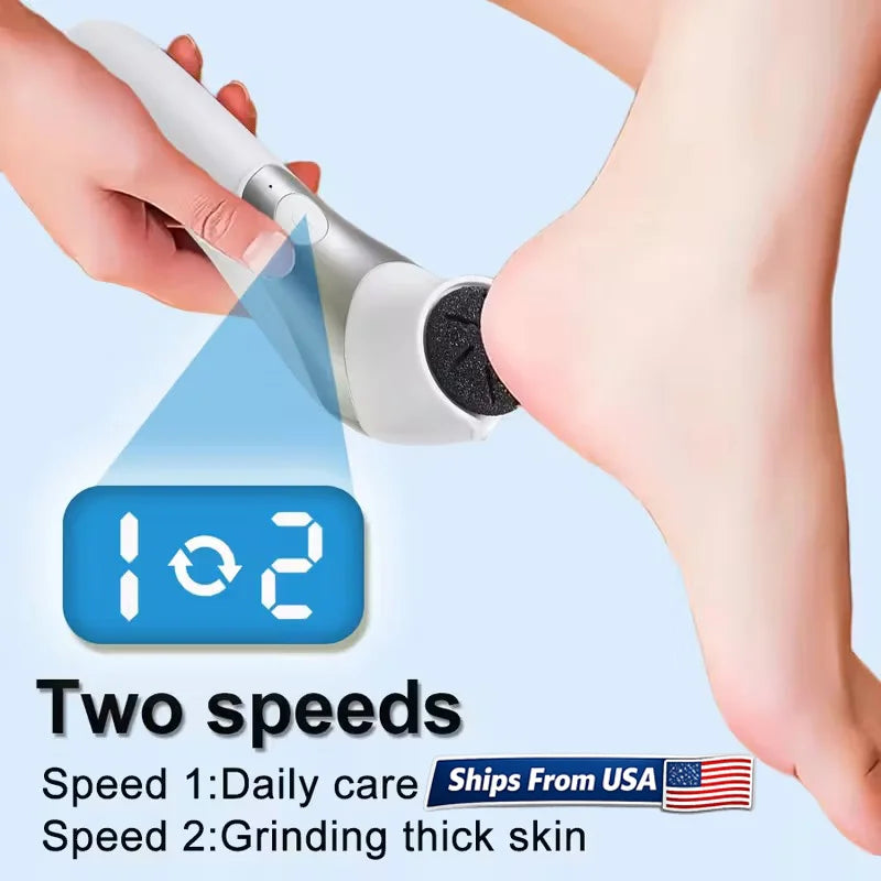Electric Foot Callus Remover Rechargeable Pedicure Kit 2 Speed Exfoliating Tool for Smooth Heels by Home for Health and Beauty
