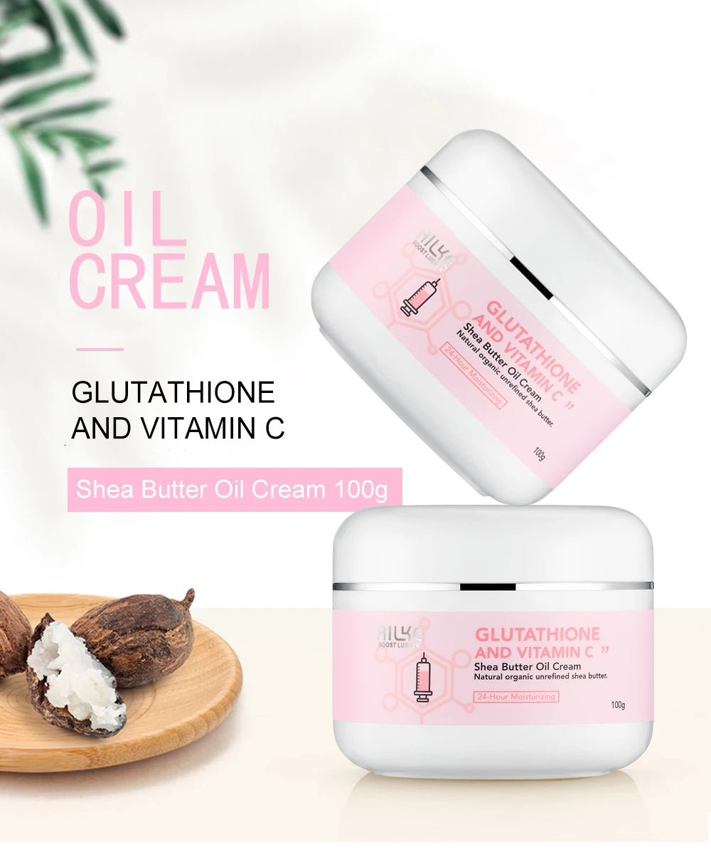 AILKE Organic Shea Butter Oil Whitening Cream, Brightening, Moisturizing, Smooth Nourish, Soften Skin, for Face, Body, 100ml by Home for Health and Beauty