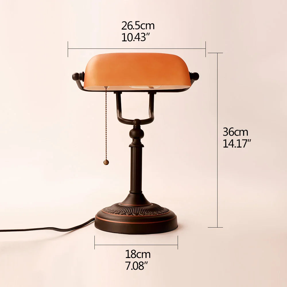 Desk lamp Table Light glass banker‘s lamp zipper switch for bedroom home stuy restaurant library office light night lamp by Home for Health and Beauty