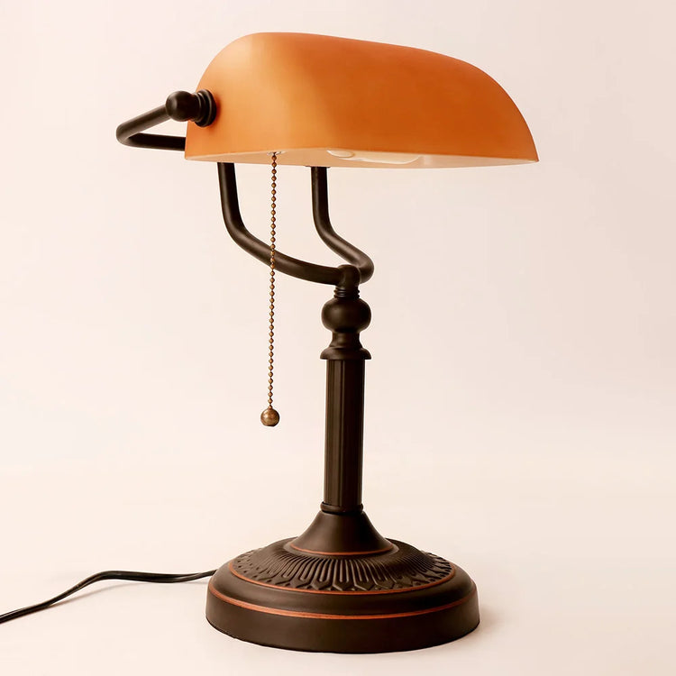 Desk lamp Table Light glass banker‘s lamp zipper switch for bedroom home stuy restaurant library office light night lamp by Home for Health and Beauty