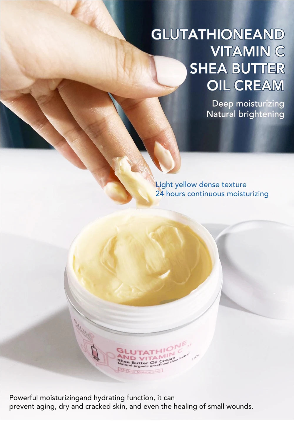 AILKE Organic Shea Butter Oil Whitening Cream, Brightening, Moisturizing, Smooth Nourish, Soften Skin, for Face, Body, 100ml by Home for Health and Beauty