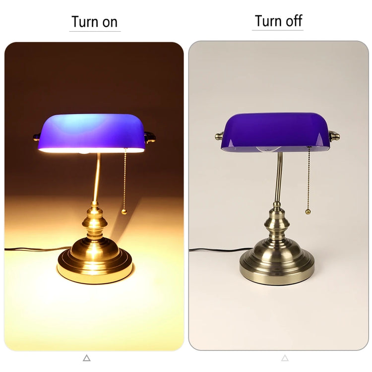 Desk lamp Table Light glass banker‘s lamp zipper switch for bedroom home stuy restaurant library office light night lamp by Home for Health and Beauty