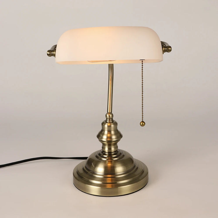 Desk lamp Table Light glass banker‘s lamp zipper switch for bedroom home stuy restaurant library office light night lamp by Home for Health and Beauty