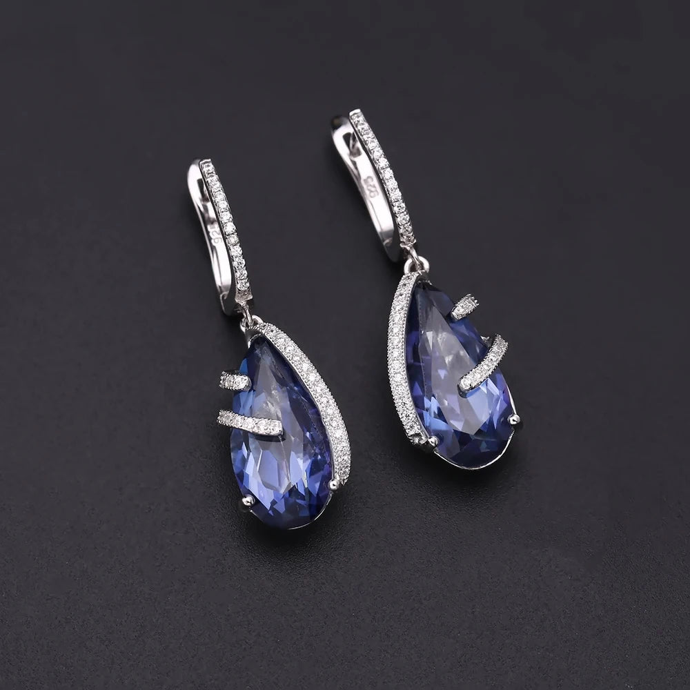 Mystic Quartz Jewelry Set 925 Sterling Silver Earrings Ring Pendant