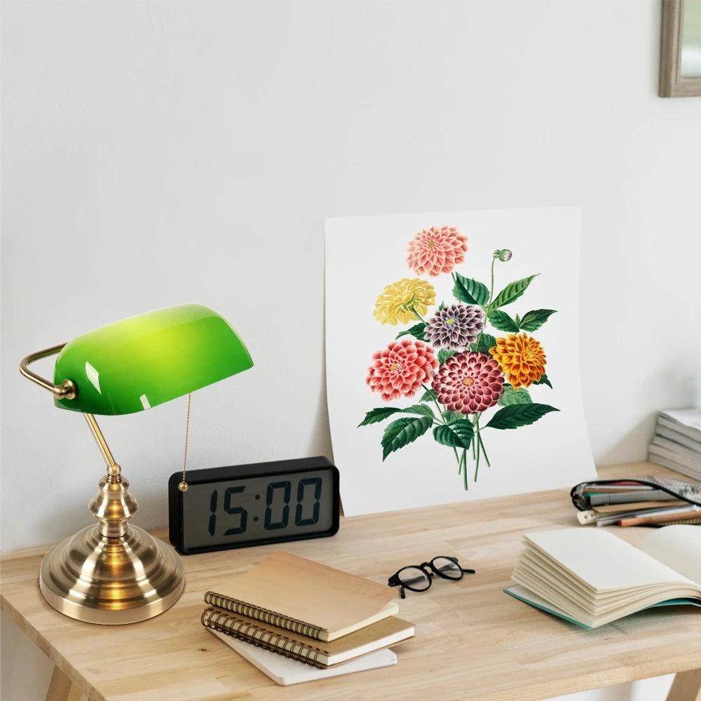 Desk lamp Table Light glass banker‘s lamp zipper switch for bedroom home stuy restaurant library office light night lamp by Home for Health and Beauty