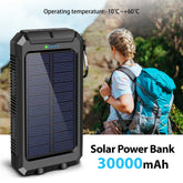 Solar Power Bank Portable Dual 30000mAh 5V USB Ports 2 LED Light Flashlight Fast Charging for iPhone Samsung Tablets by Home for Health and Beauty