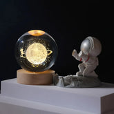 3D Moon Crystal Ball Astronomy Galaxy Solar System Saturn Luminous Balls Snow Glass Globe Night Light Home Desktop Decoration solar system sphere stand globe earth gyro ball planet by Home for Health and Beauty