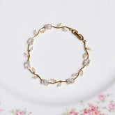Luxury 16 Colors Sparkling Leaf Cubic Zirconia Branch Gold Silver Color CZ Crystal Bracelet Fashion Women Wedding Jewelry Gift by Home for Health and Beauty