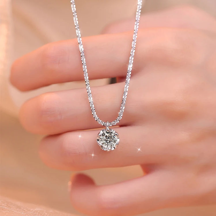 Real Moissanite Diamond Pendant Necklace 925 Sterling Silver Cauliflower Chain by Home for Health and Beauty