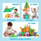 Magnetic Building Tiles Dinosaur Set 5 Dinosaurs STEM Toy by Home for Health and Beauty