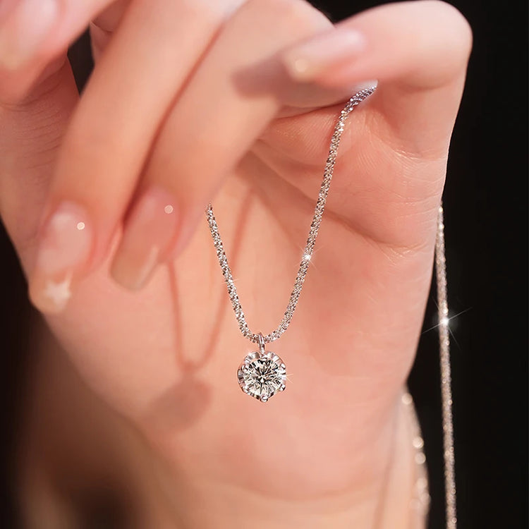 Real Moissanite Diamond Pendant Necklace 925 Sterling Silver Cauliflower Chain by Home for Health and Beauty